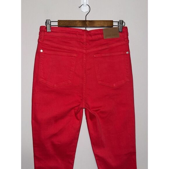 Judy Blue Red Skinny Jeans High Rise Tummy Control Stretch Denim Pants Ankle 28 - Picture 9 of 16